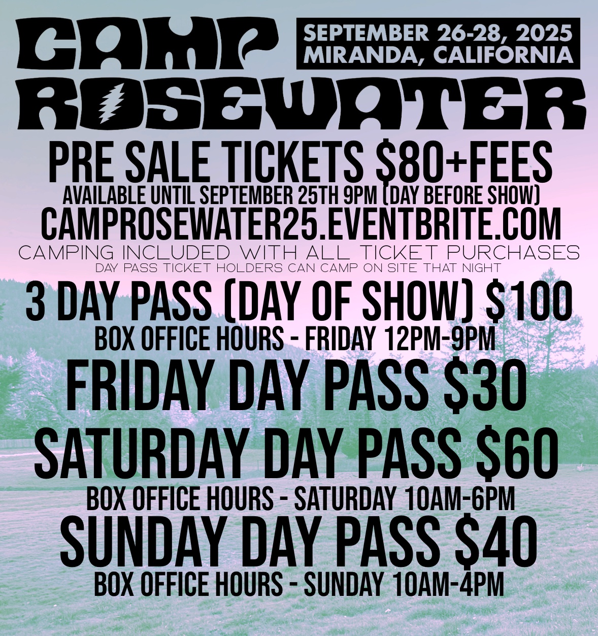 Camp Rosewater 2025 Official Ticket Pricing